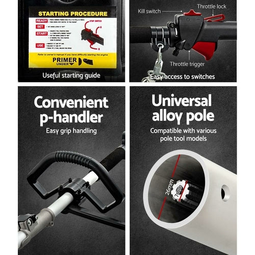 Giantz 4-STROKE Pole Chainsaw Brush Cutter Hedge Trimmer Saw Multi